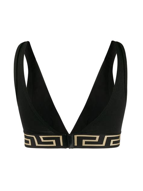 Greca Border Triangle Bralette Black 